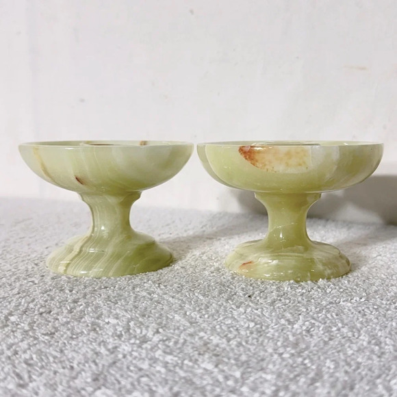 Vintage Yellow Onyx Candlestick Holders X2 - Picture 1 of 16